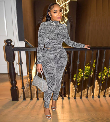 Elastic Two Piece Top Leggings Set