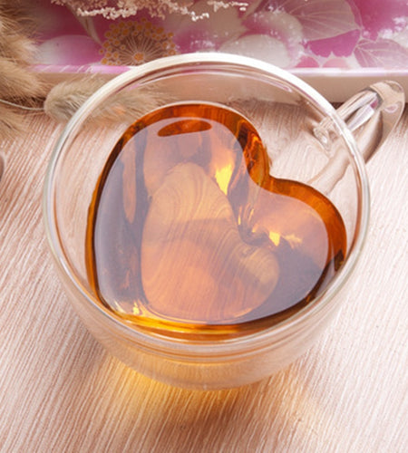 Double Wall Heart Glass Cup