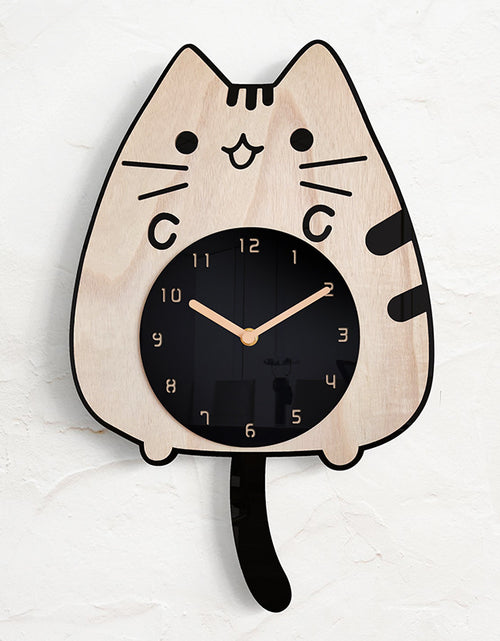 Load image into Gallery viewer, 3D Wooden Cartoon Cats Wall Clock
