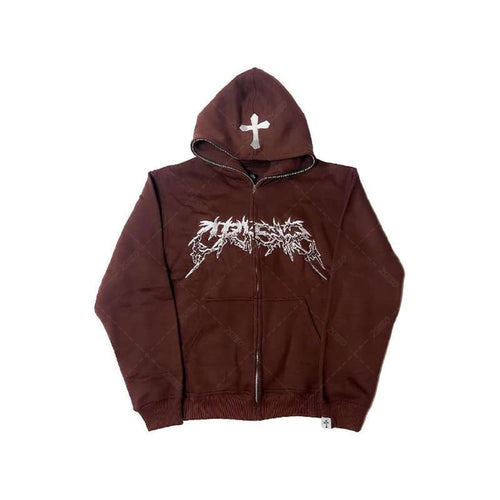 Load image into Gallery viewer, Cross Letter Printing Hooded Sweater
