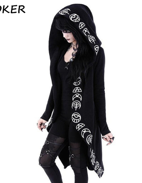 Load image into Gallery viewer, Gothic Punk Black Long Women Hoodies
