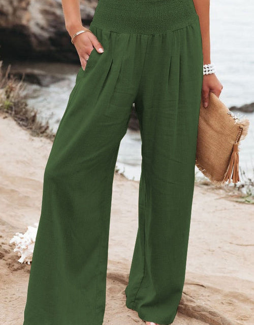 Load image into Gallery viewer, Désir Linen Trousers - Pantalona Model with Pockets and Elastane Coz
