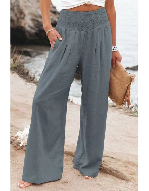 Load image into Gallery viewer, Désir Linen Trousers - Pantalona Model with Pockets and Elastane Coz
