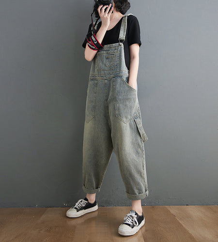 Washed Pockets Denim Jumpsuits
