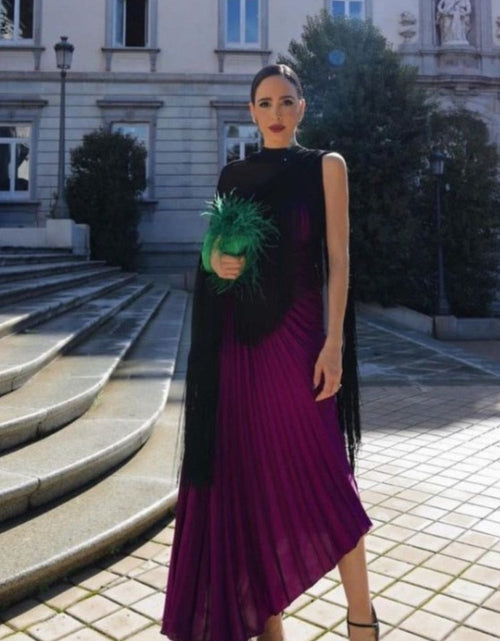 Load image into Gallery viewer, One Shoulder Pleated Maxi Dress
