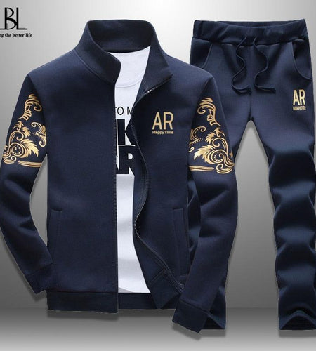 Men's Zipper Sweat Suit Set