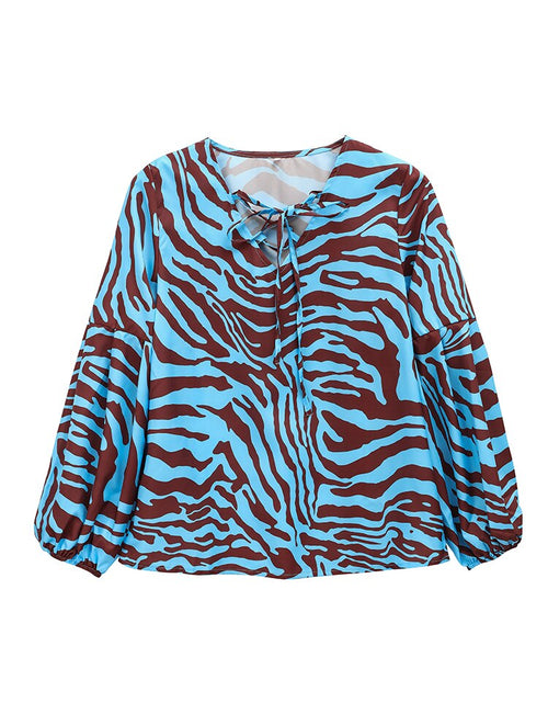 Load image into Gallery viewer, Zebra V-neck Women Blouse
