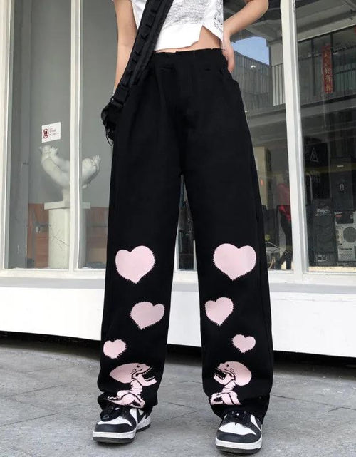 Load image into Gallery viewer, Casual Pants Women Love Skull Bone Print Wide Leg Pants
