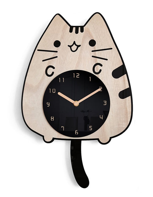 Load image into Gallery viewer, 3D Wooden Cartoon Cats Wall Clock
