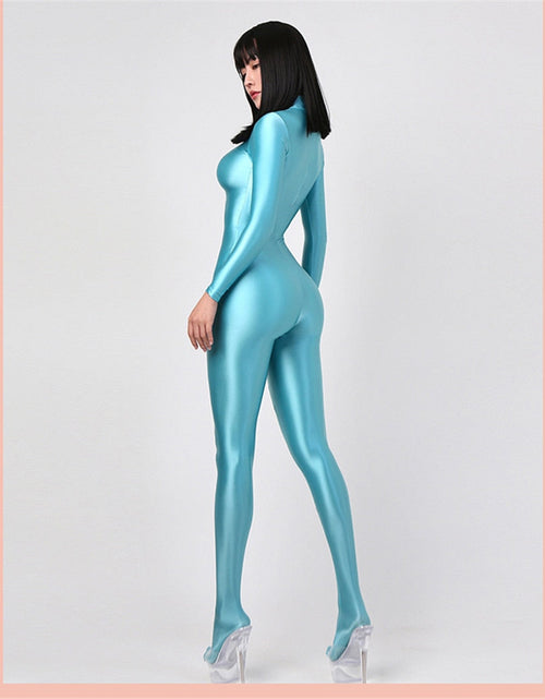 Load image into Gallery viewer, Glossy Elastic One-Piece  Jumpsuit
