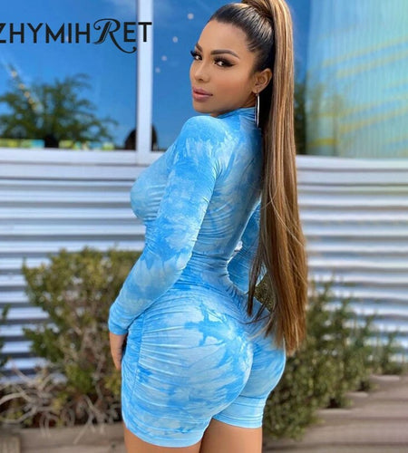 Sexy Tie Dye Ruched Bodysuit