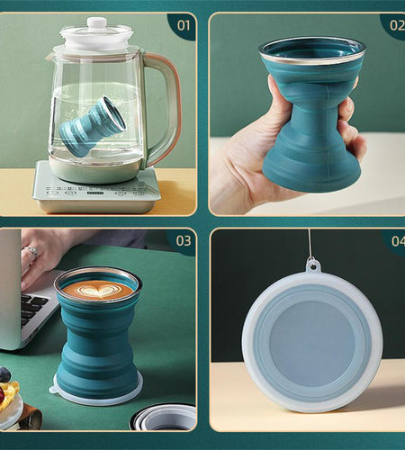 Portable Silicone Retractable Cup With Lid