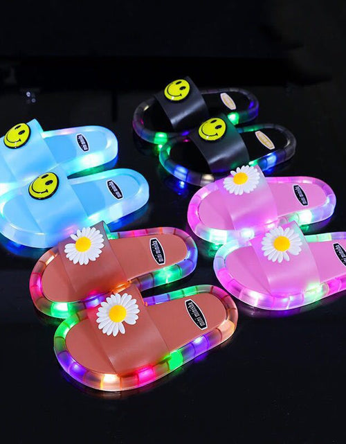 Load image into Gallery viewer, Children‘s Cartoon Animals Prints Lighted Slippers
