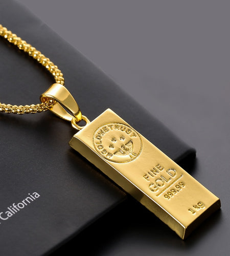 Gold Color Bar Necklace