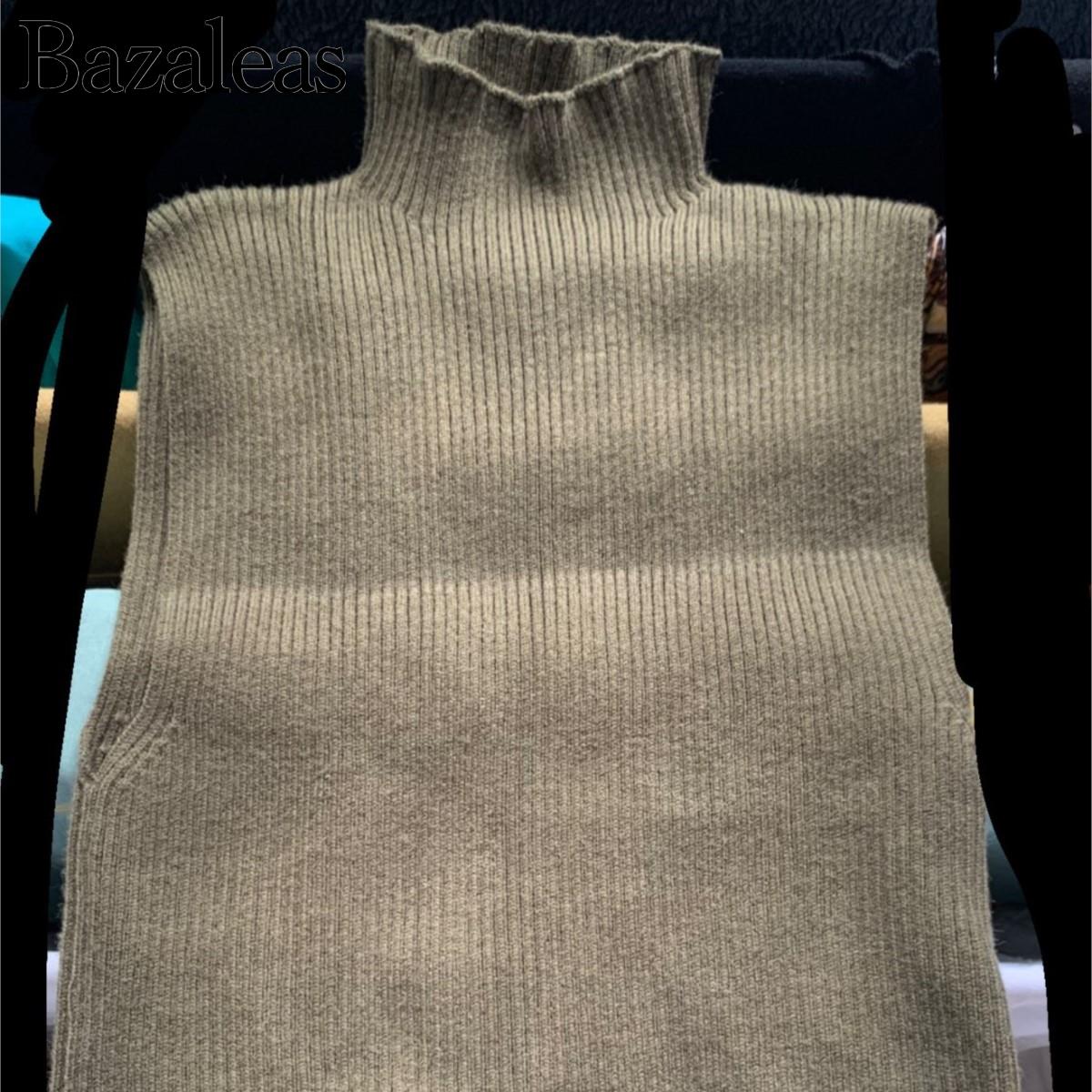 Ribbed Knit High Neck Sleeveless