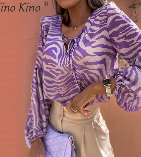 Zebra V-neck Women Blouse