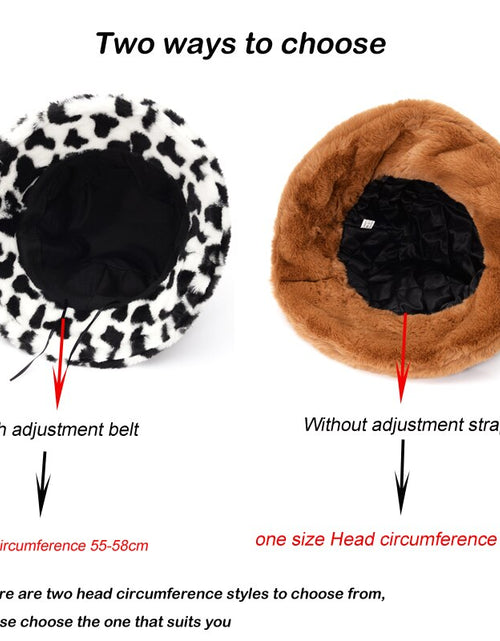 Load image into Gallery viewer, Winter Cow Leopard Faux Fur Fluffy Bucket Hats
