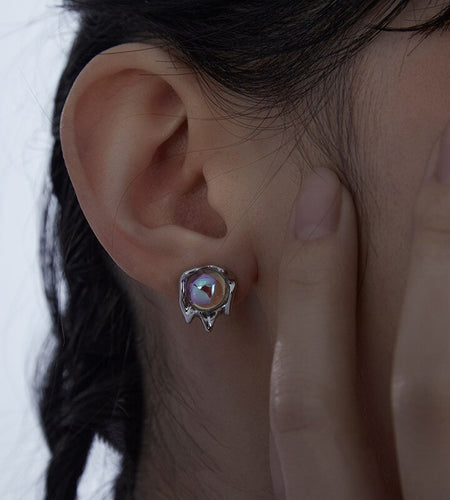 Moonstone Lava Stud Earrings