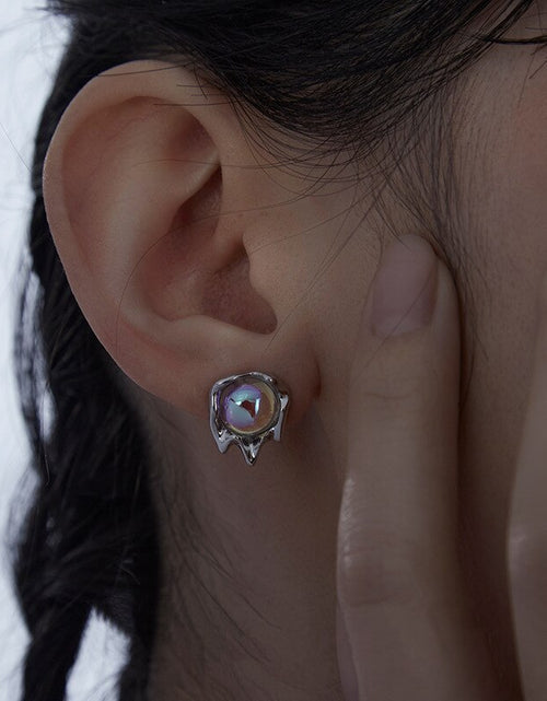 Load image into Gallery viewer, Moonstone Lava Stud Earrings
