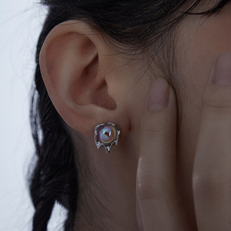 Moonstone Lava Stud Earrings