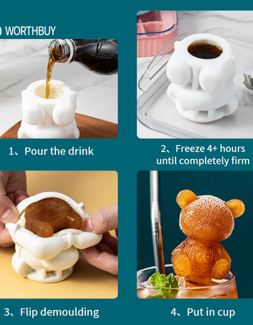 Load image into Gallery viewer, Cute Teddy Bear Silicone Mould Ice Cube Maker

