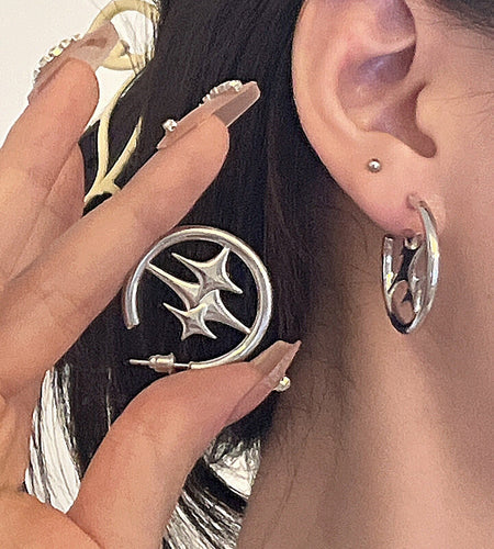 Korean Fashion Star Cross Earrings