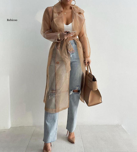 Women Fashion See Through Outdoor Tops