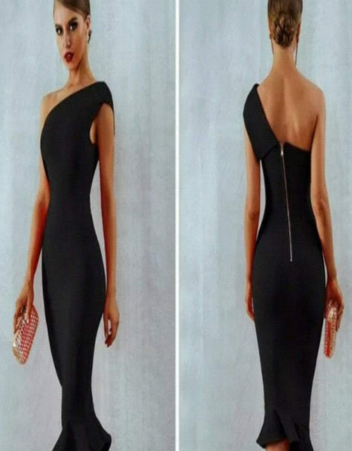 Load image into Gallery viewer, Midnight In London Off Shoulder Bodycon Dress
