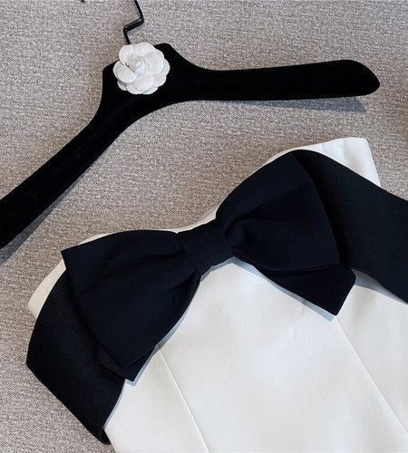 Black Bow Strapless Short Dress