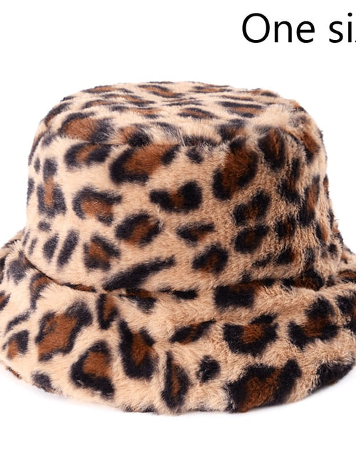 Load image into Gallery viewer, Winter Cow Leopard Faux Fur Fluffy Bucket Hats
