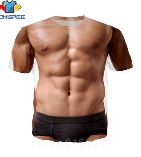 3D Printed Fake Muscle T-shirts