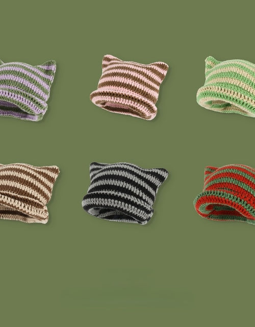 Load image into Gallery viewer, Striped Knitted Wool Winter Beanie
