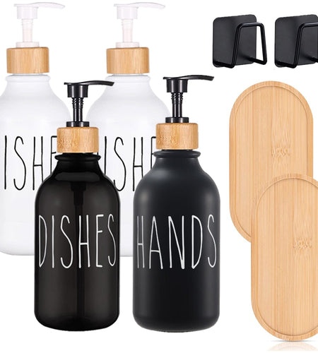 Dish Soap Bottle with Bamboo Pump