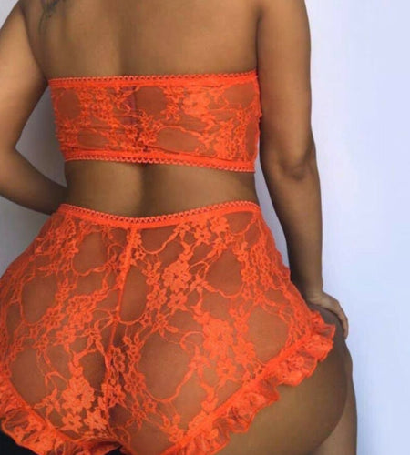 Lace Tulle Ruffled Lingerie